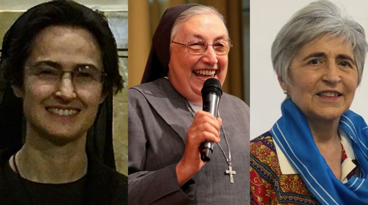 A photo collage (from left) of Sr. Petrini, Sr. Reungoat, and Dr. Zervino